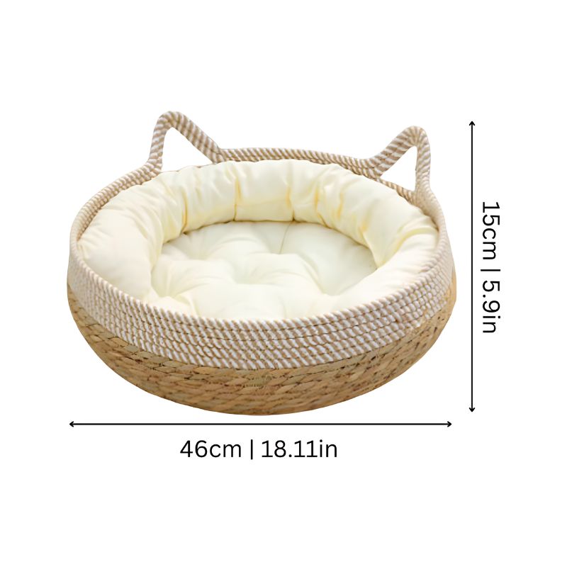 Handmade Cotton Rope Cat Bed Basket, Breathable Woven Kitten Nest, Cozy Pet Bed